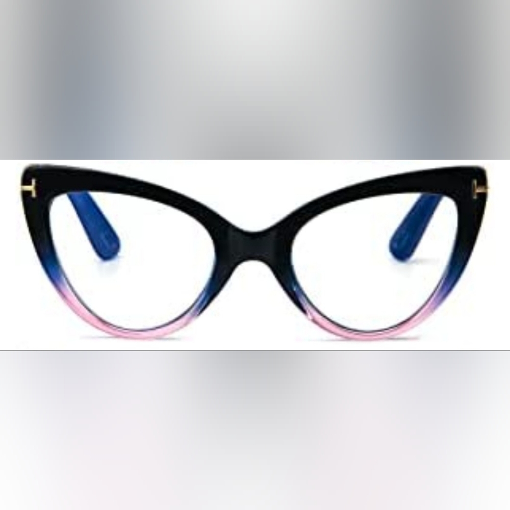 Cat Eye Reading Glasses 1.5 strength.  Ombre color,  black,  blue and pink.